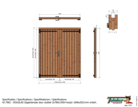 Douglas kozijn, dubbele deur hout