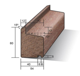 Meranti raamhout blank verhoogde onderdorpel volhout 54x80mm