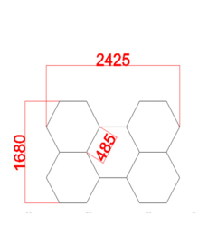 Hexagonaal LED verlichting bestaande uit 5 elementen