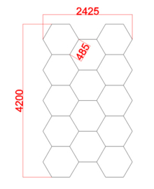 Hexagonaal LED verlichting bestaande uit 14 elementen