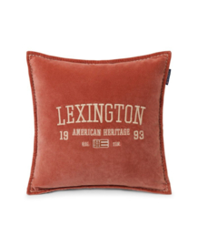 Lexington Logo Velvet Pillow Rustic Brown