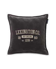 Lexington Logo Velvet Pillow Grey