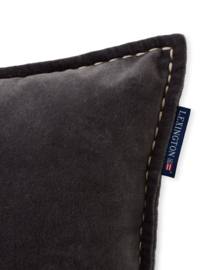 Lexington Logo Velvet Pillow Grey