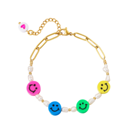 Smiley Armband met Parels