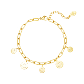 Gouden Smiley Armband