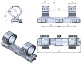 Vector X-Accu SCTM-60 34mm Medium Profile One Piece Picatinny Mount