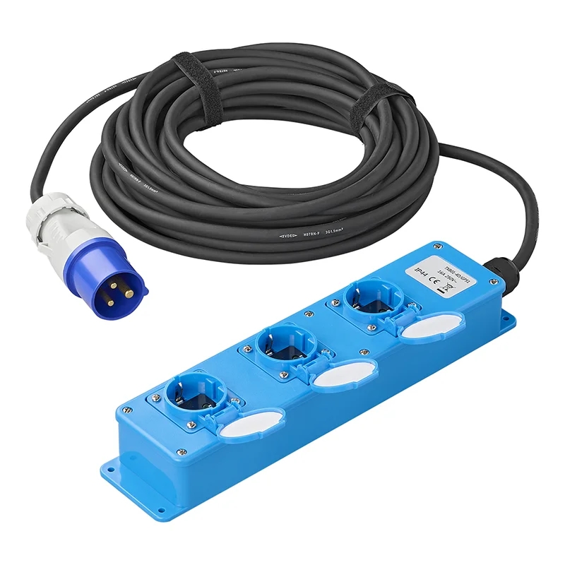 CEE 3-weg Schuko stekkerdoos 10M 3x 1,5 mm²