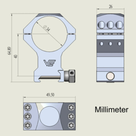 Vector Optics X-Accu Picatinny Montage High 34mm SCTM-54