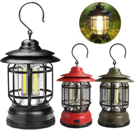 Retro Model Led Camping Lamp AA Red/Green