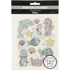 Rub-on stickers zeedieren 12,2x15,3 cm (ook voor textiel)