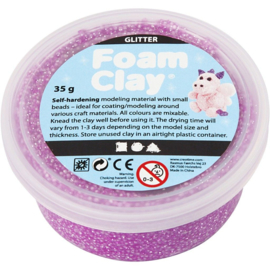 Foam Clay, paars, glitter, 35gr