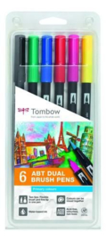 Tombow 6 dual brush pen primary