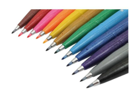 Brushpen Pentel Touch Pen SES15 - set van 12 reguliere kleuren + etui