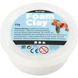 Foam Clay, wit, glitter, 35gr