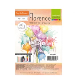 Florence water colorpaper smooth off-white  A5  -  200 gr - 24 losse vellen