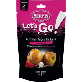 Serpis Let's go aceitunas verdes sin hueso con pimiento 70g
