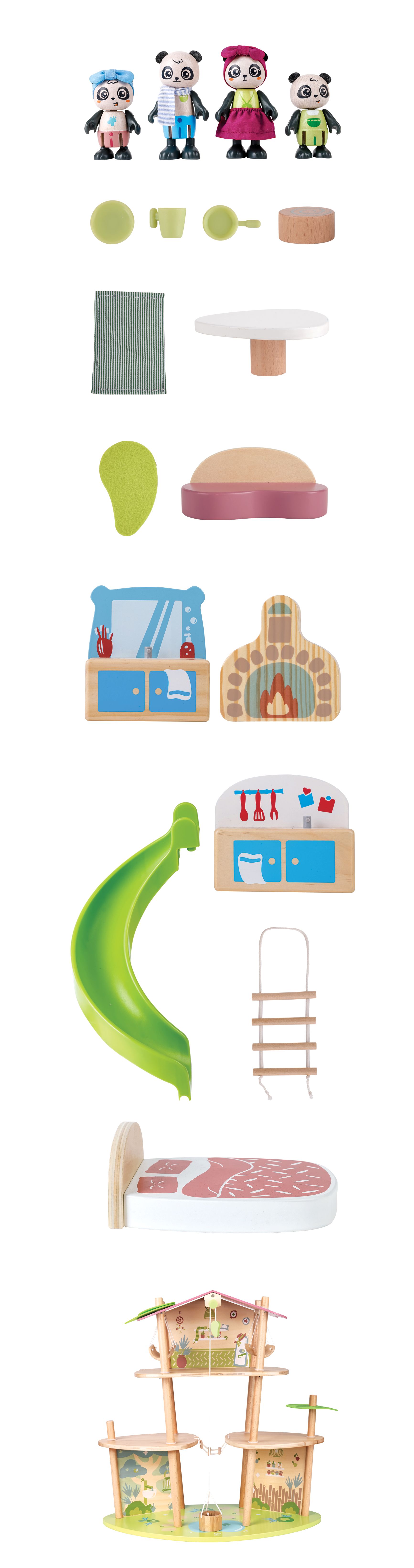 Hape poppenhuis Panda's Bamboo House 25-delig