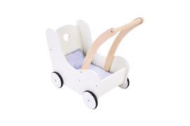 Poppenwagen grijs/blauw met of zonder naam
