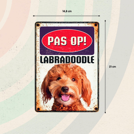 Waakbord Pas op! Labradoodle