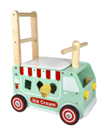 Houten loopwagen & duwwagen ijscotruck I'm Toy