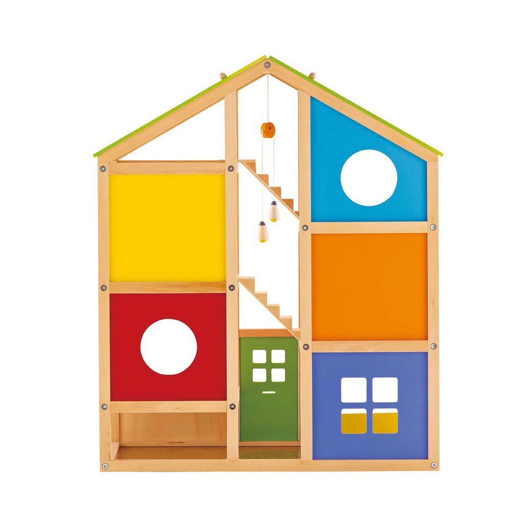 Hape poppenhuis 4 seizoenen gemeubileerd