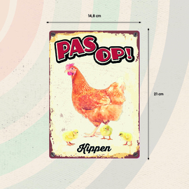 Waakbord Pas op! Kippen