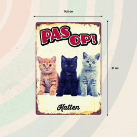 Waakbord Pas op! Katten