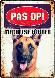 Waakbord Pas op! Mechelse herder