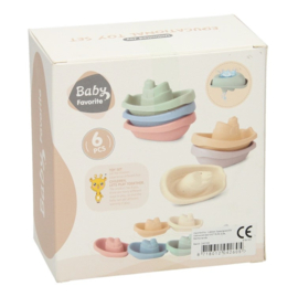 Badspeelgoed bootjes pastel 6 stuks