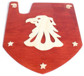 Houten wapenschild valk