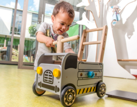 Houten loopwagen & duwwagen werktruck I'm Toy met of zonder naam