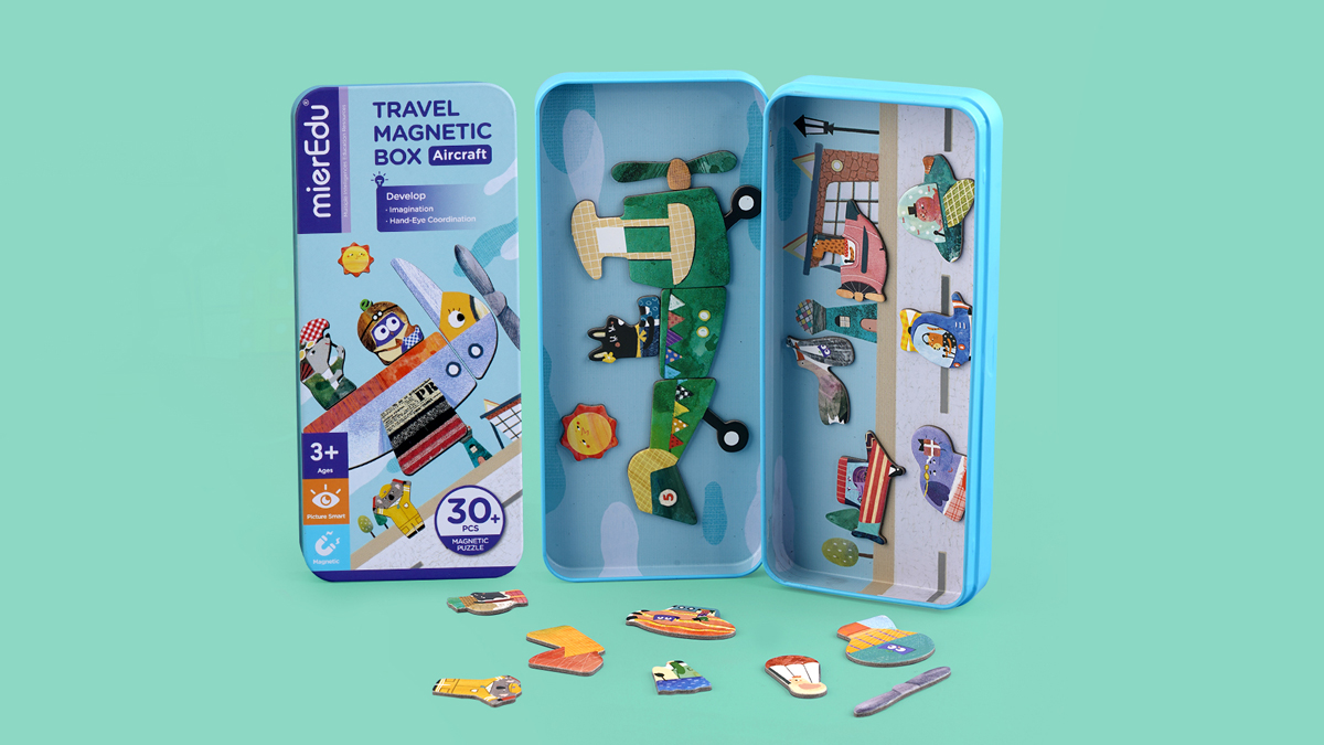 Magnetische puzzeldoos 'luchtvaart' MierEdu