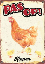 Waakbord Pas op! Kippen