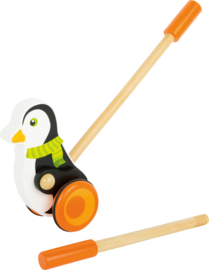 Houten duwfiguur pinguïn