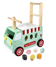 Houten loopwagen & duwwagen ijscotruck I'm Toy