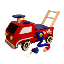 Houten loopwagen brandweer I'm Toy