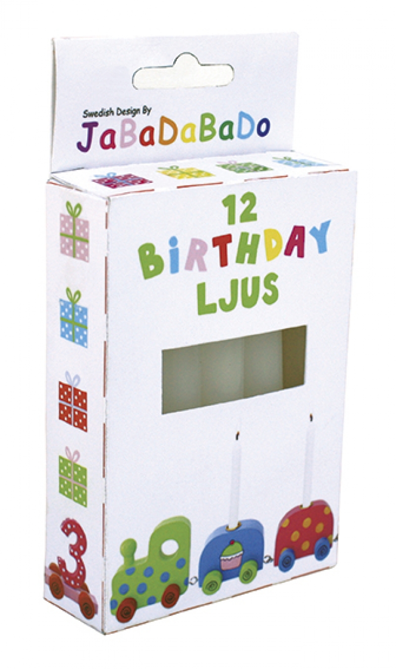 Houten verjaardagstrein zwart/wit JaBaDaBaDo incl. kaarsjes