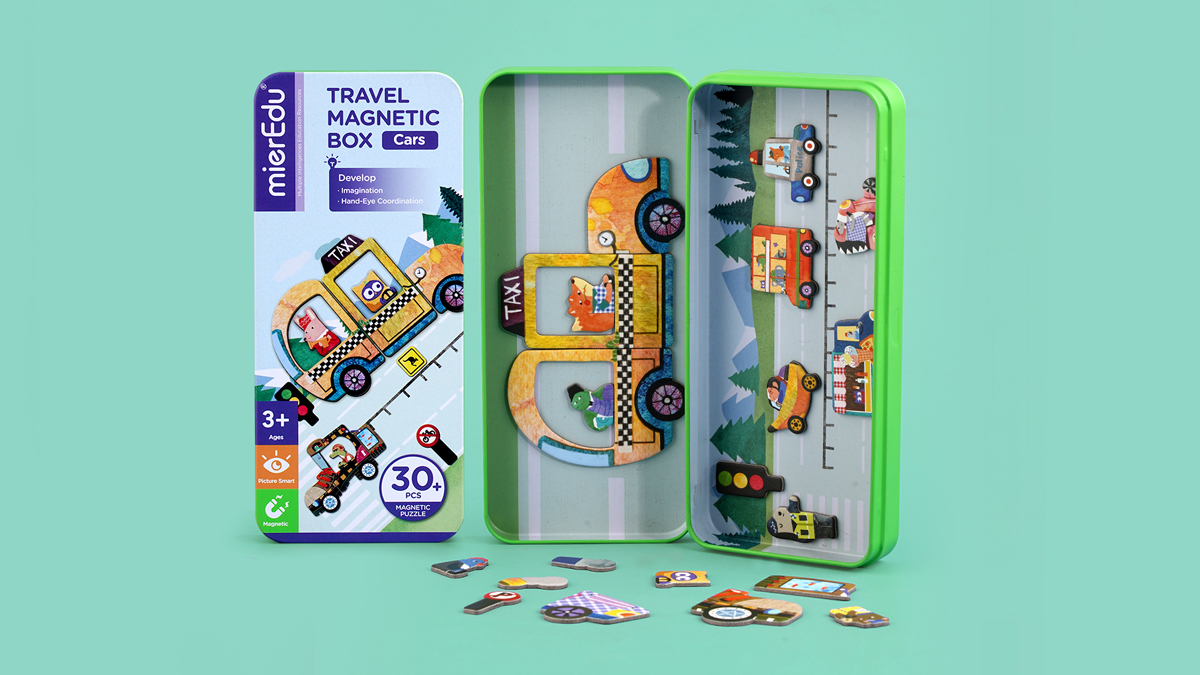 Magnetische puzzeldoos 'voertuigen' MierEdu