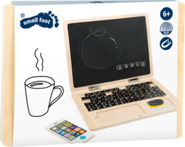 Houten laptop met magnetische letters