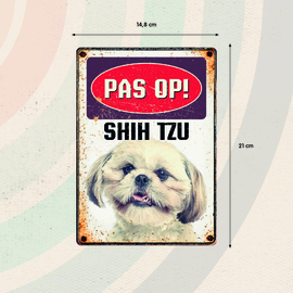 Waakbord Pas op! Shih Tzu