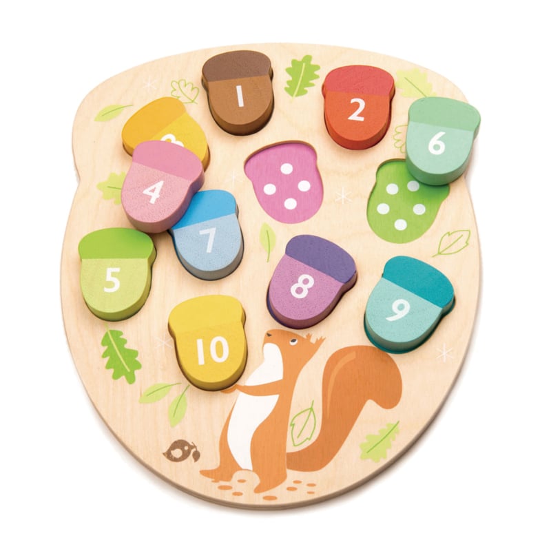 Houten puzzel 'hoeveel eikels' Tender Leaf Toys