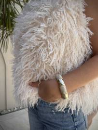 Resin bracelet white/gold