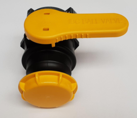 IBC 2" vlinderklepkraan PP | IN: S75 x 6 aluminium binnendraad met EPDM dichting - UIT: 2" NPT buitendraad + blindkap