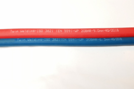 Tweelingslang gas (rood) | zuurstof (blauw) | 6 x 6 mm | Rol = 20 meter | € 2,45 per meter