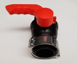 IBC 2" vlinderklepkraan PP | IN: S75 x 6 aluminium binnendraad met EPDM dichting - UIT: S60 x 6 buitendraad + blindkap