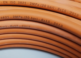 Propaangas slang rubber 6 mm x 50 meter oranje EN 559 / ISO 3821