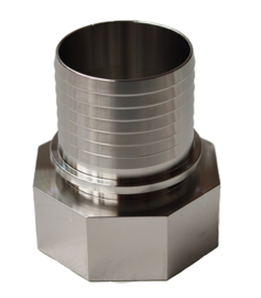 RVS 316L IBC adapter | aansluitstuk S60 x 6 binnendraad x DN25 | 1" | 25 mm slangpilaar + borgrand