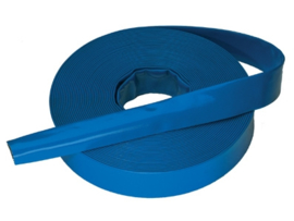 Plat oprolbare blauwe PVC afvoerslang | waterpompslang | bouwslang diameter 1,25" - 32 mm - DN 32 | ROL = 50 METER | € 1,20 per meter