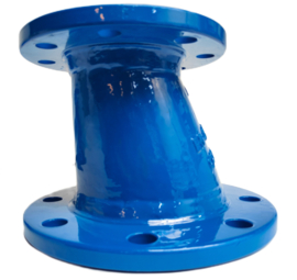 Verloopflens gietijzer excentrisch DIN PN 10 | PN 16 + blauwe epoxy coating