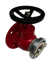 Brandkraan recht messing + DN40 - PN 10/16 flens + Storz NOK | NA 66 aluminium met blindkap